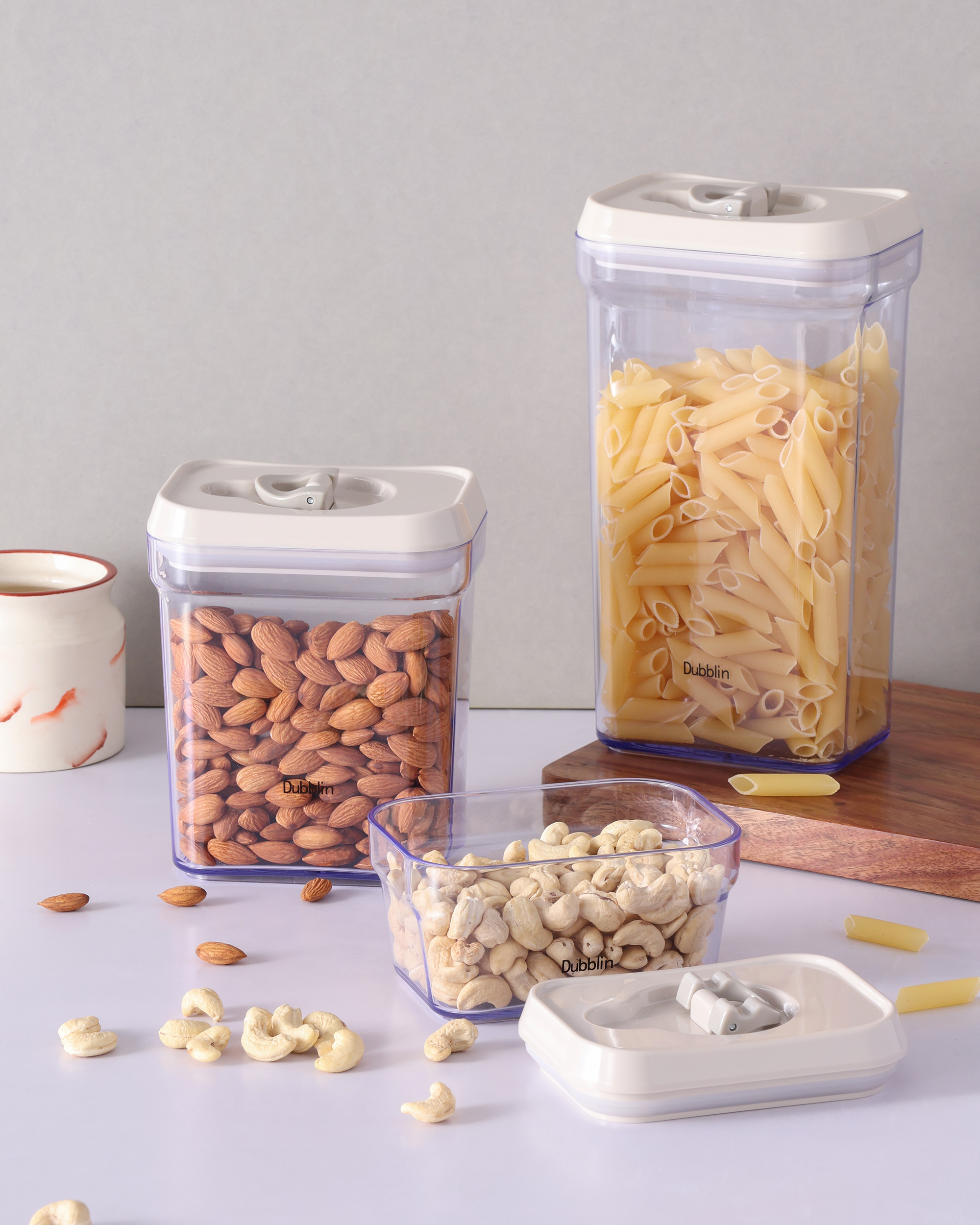 Smart Lock Jar Set Of 3 Rectangular 380ML, 1000ML, 1700ML