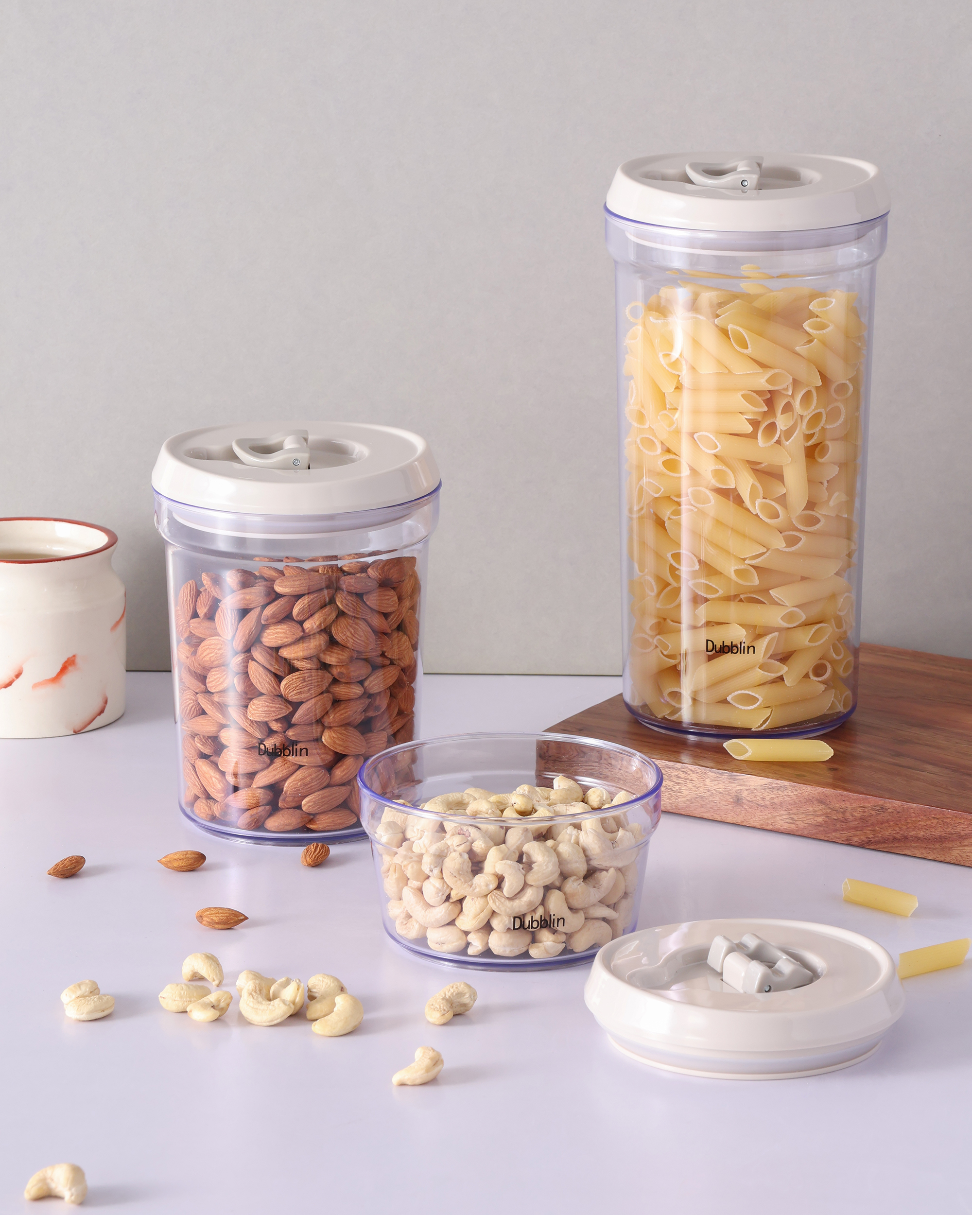 Smart lock jar Set Of 3 Round 350ML, 1000ML, 1500ML